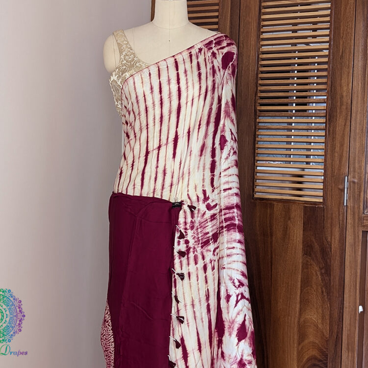 Maroon Modal Silk Shibori Saree