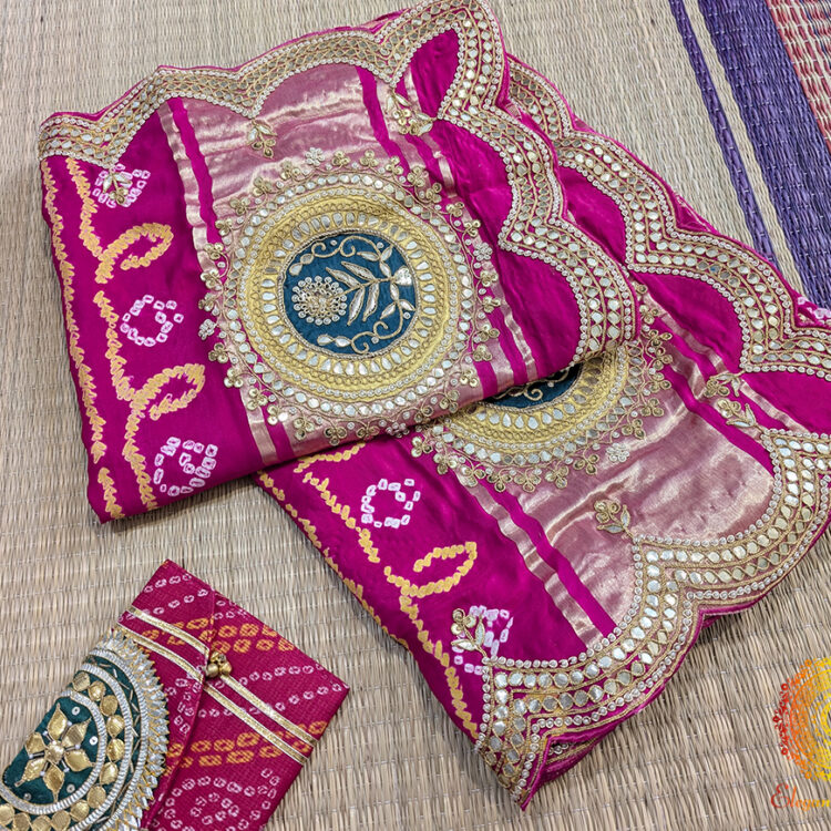 Pink Gaji Silk Gharchola Gota Patti Saree