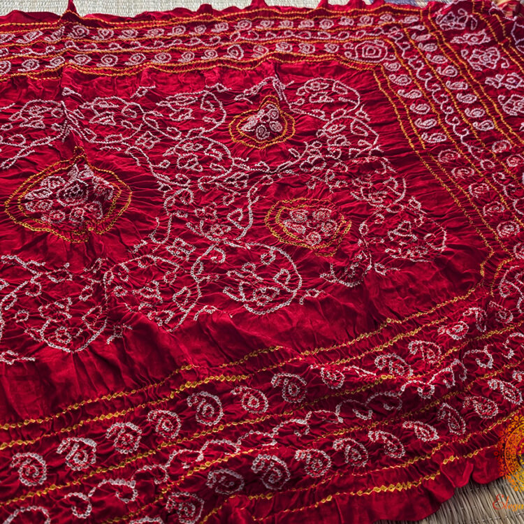 Red Gaji Silk Bandhani Dupatta