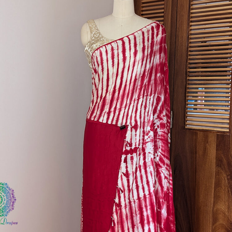 Red Modal Silk Shibori Saree