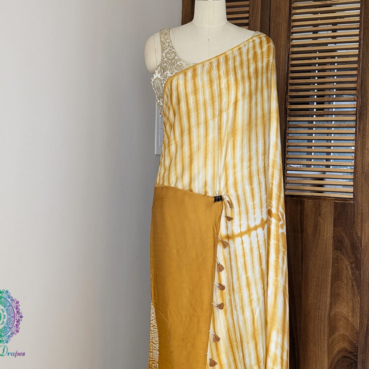 Mustard Modal Silk Shibori Saree