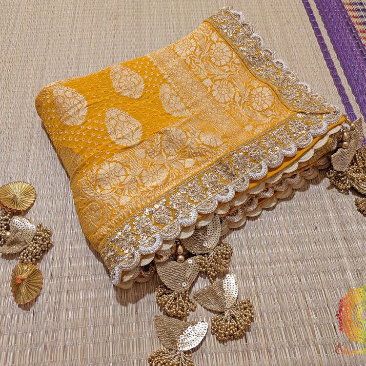 Yellow Banarasi Bandhani Georgette Border Dupatta