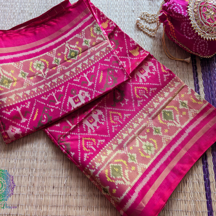 Pink Pure Mulberry Silk Rajkot Patola Saree