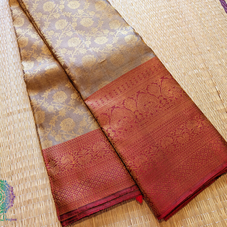 Olive Green Pure Kanjivaram Silk Saree