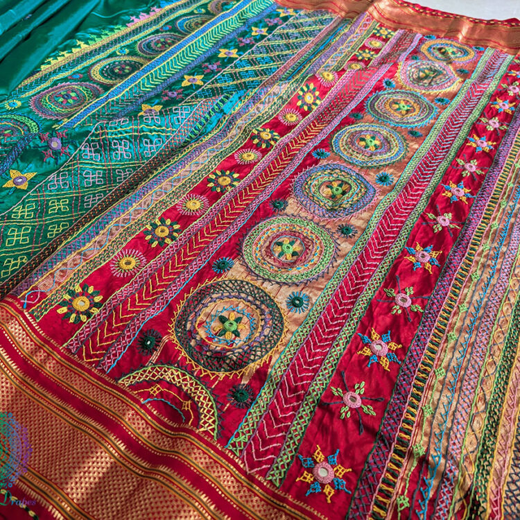 Green Pure Ilkal Silk Lambani Threadwork Saree