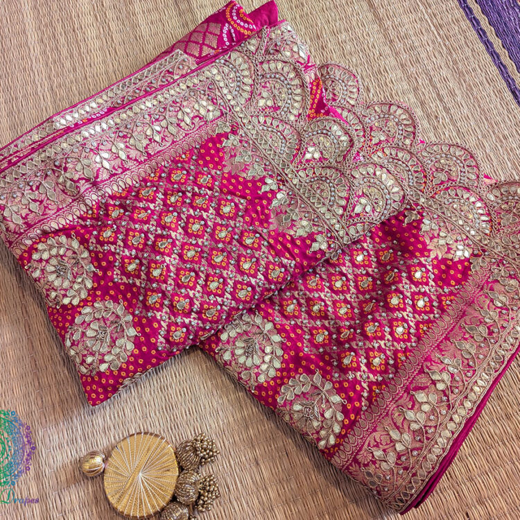 Pink Banarasi Georgette Saree with Gota Patti Handwork
