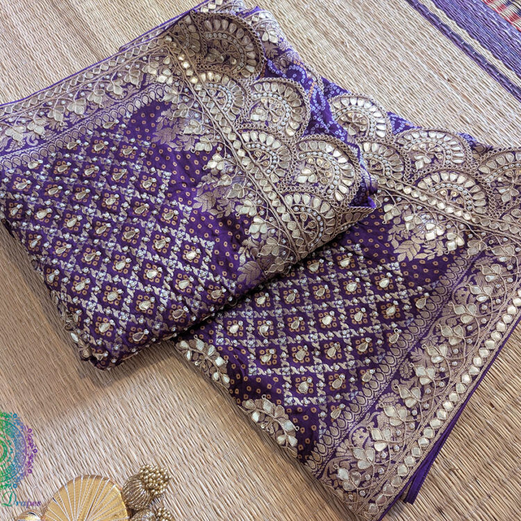 Purple Banarasi Georgette Saree with Gota Patti Handwork