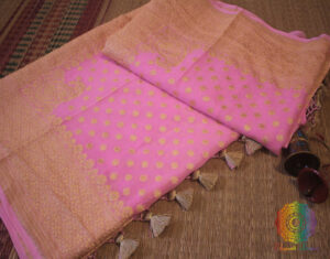 Baby Pink Banarasi Pure Khaddi Georgete Konia Saree