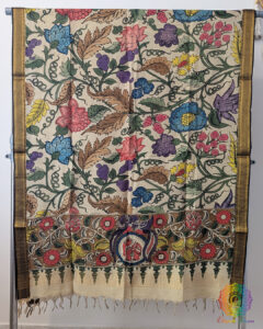 Multi Hand-painted Kalamkari Pure Bangalore Silk Dupatta