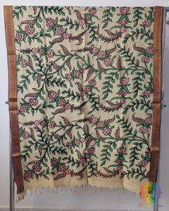 Floral Kalamkari Pure Bangalore Silk Dupatta
