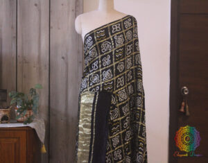 Black Gharchola Pure Gaji Silk Bandhani Saree