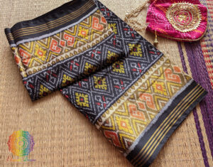 Black Pure Mulberry Silk Rajkot Patola Saree