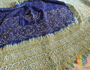 Blue Sea Green Gaji Silk Bandhani Dupatta