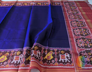 Blue Pure Mulberry Silk Patola Dupatta