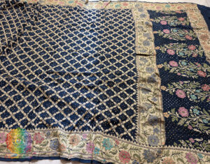 Blue Pure Banarasi Georgette Meenakari Bandhani Saree