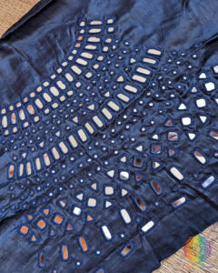 Blue Mashru Silk Kutch Mirror Work Blouse