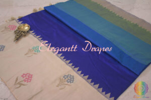 Blue Shaded Pure Banarasi Handloom Katan Silk Kadhiyal Saree