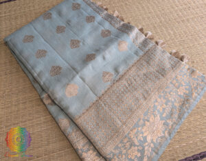 Blue Banarasi Handloom Pure Linen Saree
