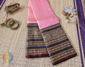 Blush Pink Pure Kanjivaram Handloom Silk Saree