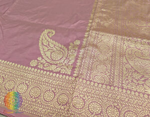 English Rose Banarasi Handloom Katan Silk Konia Saree