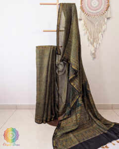 Green Chanderi Ajrakh Saree
