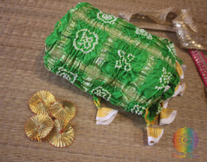 Green Pure Gaji Silk Bandhani Gharchola Dupatta