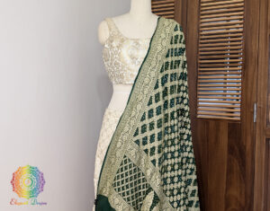 Green Banarasi Bandhani Georgette Dupatta