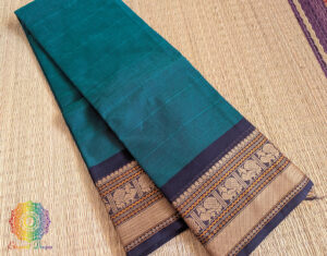 Turquoise Pure Kanchi Cotton Saree
