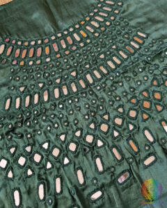 Green Mashru Silk Kutch Mirror Work Blouse