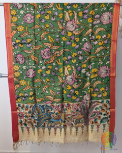 Green Kalamkari Bangalore Silk Dupatta