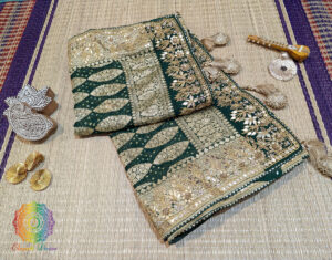 Green Banarasi Georgette Bandhani Gota Patti Saree