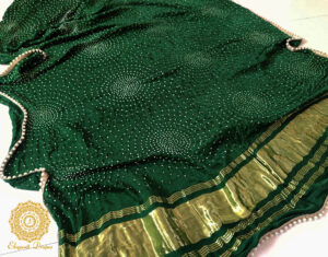 Green Gaji Silk Bandhani Dupatta