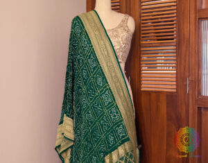 Green Banarasi Georgette Rai Bandhej Dupatta
