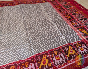 Grey Pure Mulberry Silk Patola Dupatta