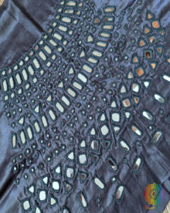 Grey Mashru Silk Kutch Mirror Work Blouse