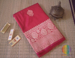 Hot Pink Banarasi Handloom Pure Katan Silk Saree