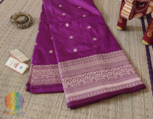 Magenta Purple Banarasi Handloom Pure Katan Silk Saree