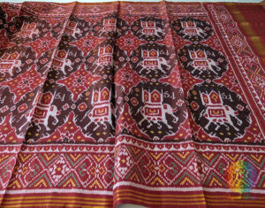 Maroon Pure Mulberry Silk Patola Dupatta