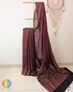 Maroon Chanderi Ajrakh Saree