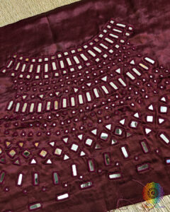 Maroon Mashru Silk Kutch Mirror Work Blouse
