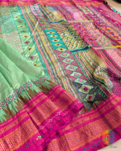 Mint Green Lambani Handwork Pure Ilkal Silk Saree