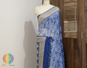 Blue Shaded Banarasi Pure Georgette Bandhani Saree
