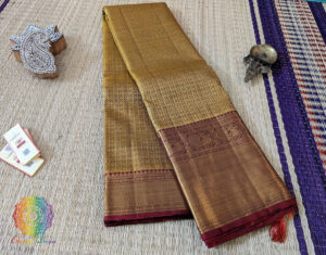 Ochre Pure Kanjivaram Handloom Silk Saree