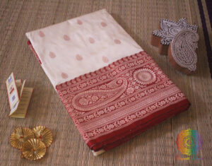 Off White Banarasi Handloom Pure Katan Silk Saree