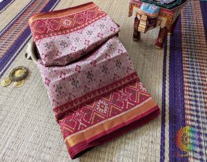 Pale Pink Pure Mulberry Silk Rajkoti Patola Saree