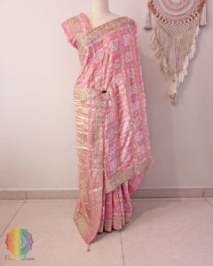 Peach Gaji Gharchola Gota Patti Saree