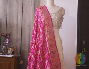 Pink Pure Banarasi Georgette Gharchola Bandhani Dupatta