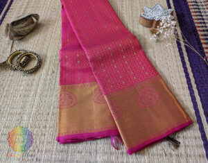 Bridal Pink Pure Kanjivaram Handloom Silk Saree