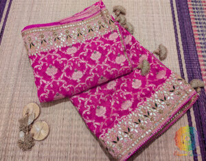 Pink Banarasi Pure Georgette Gota Patti Saree