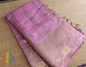 Pink Banarasi Handloom Pure Linen Saree